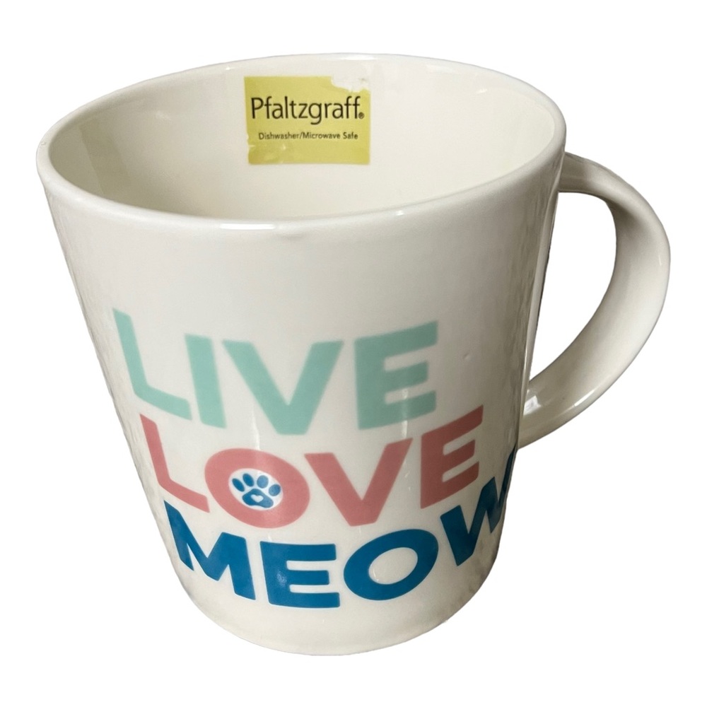 Cat Lady Cat Lover Live Love Meow Big Coffee Mug Pfaltzgraff